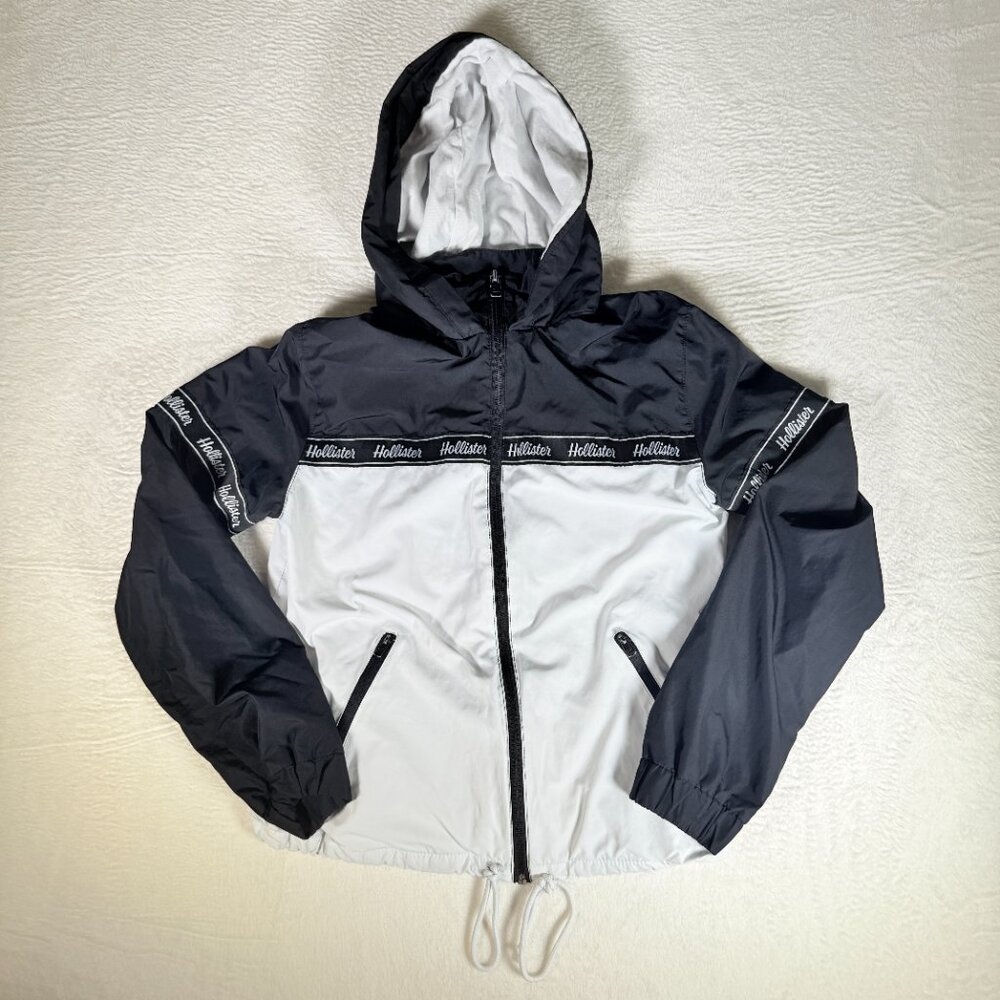 Hollister Epic Flex Lightweight jacket Hoodie black‎ white Small Y2k Vintage